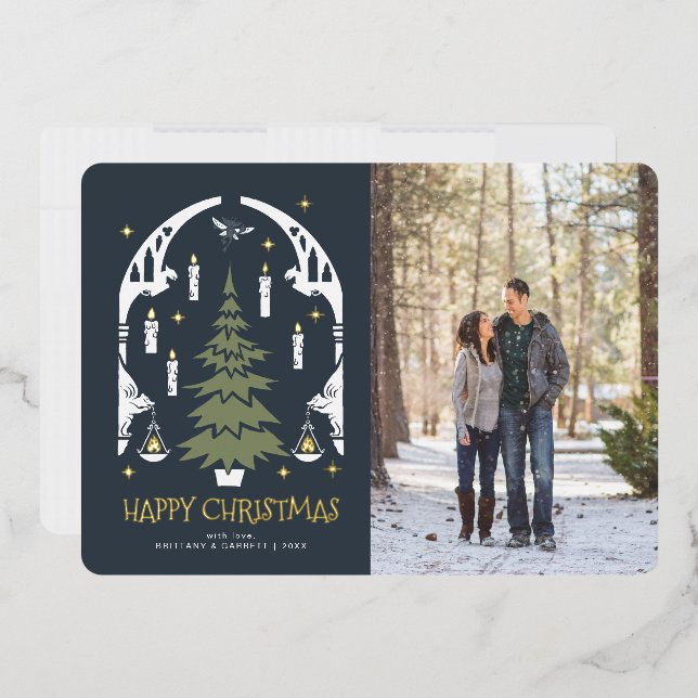 Carte De Vœux En Aluminium HARRY POTTER™ Arbre de Noël magique (Enveloppe)