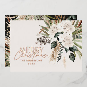 Carte De Vœux En Aluminium Herbe de pampa eucalyptus humeur bohème moderne