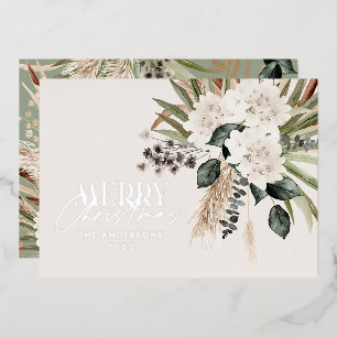 Carte De Vœux En Aluminium Herbe des pampas eucalyptus moderne lunatique vert