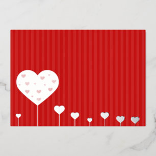Carte De Vœux En Aluminium Heureuse Sainte-Valentin Beau Coeurs blancs rouges