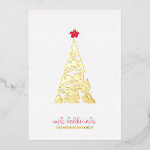 Carte De Vœux En Aluminium Hibiscus feuille Mele Kalikimaka Monstera