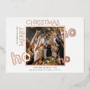 Carte De Vœux En Aluminium Ho Ho Business Clients White Christmas Photo