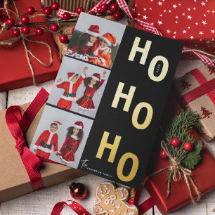 Carte De Vœux En Aluminium Ho Ho Ho Custom 3 Photo Collage Noël