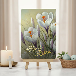 Carte De Vœux En Aluminium Il est ressuscité Crocus Floral Papier métallisé C