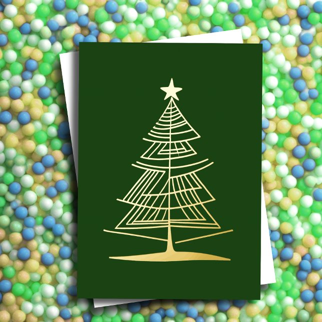 Carte De Vœux En Aluminium Illustration Abstraite de l'arbre de Noël (Créateur téléchargé)