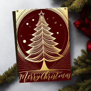 Carte De Vœux En Aluminium Illustration Abstraite du thème Joyeux Arbre de No