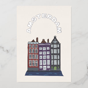 Carte De Vœux En Aluminium Illustration d'architecture emblématique à Amsterd