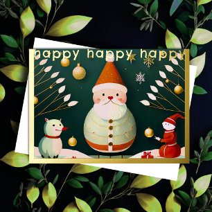 Carte De Vœux En Aluminium Illustration fantasque de Noël