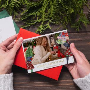 Carte De Vœux En Aluminium Illustration Festive Fille Noël avec photo