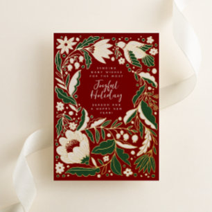 Carte De Vœux En Aluminium Illustration Red Joyful Holiday Folk