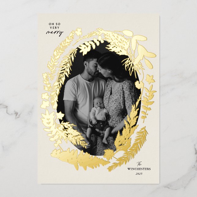 Carte De Vœux En Aluminium Impressions botaniques Cadre Noël (Recto)