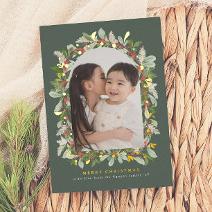 Carte De Vœux En Aluminium Jardin d'hiver brillant Arche verte Noël 1 Photo