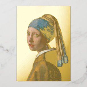 Carte De Vœux En Aluminium Johannes Vermeer - Fille avec une oreille perle