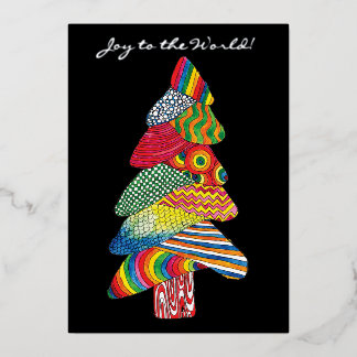 Carte De Vœux En Aluminium Joie au Monde Sapin de Noël Moderne