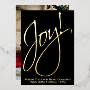Carte De Vœux En Aluminium Joie ! Mini-Gold & Black Photo Retour Noël