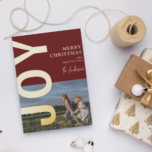 Carte De Vœux En Aluminium JOIE MINIMALE Noël Photo Vrai Or