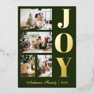 Carte De Vœux En Aluminium Joie moderne élégante Noël Quatre Script photo