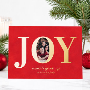 Carte De Vœux En Aluminium Joie Moderne Photo de Famille Personnalisée Noël