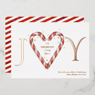 Carte De Vœux En Aluminium Joie Sucre de canne Coeur & Étoiles Minimaliste No