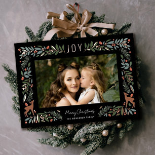Carte De Vœux En Aluminium Joli cadre Little Deer Black Photo Christmas