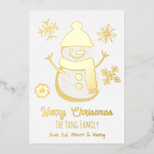 Carte De Vœux En Aluminium Joli Snowman personnalisé et photo