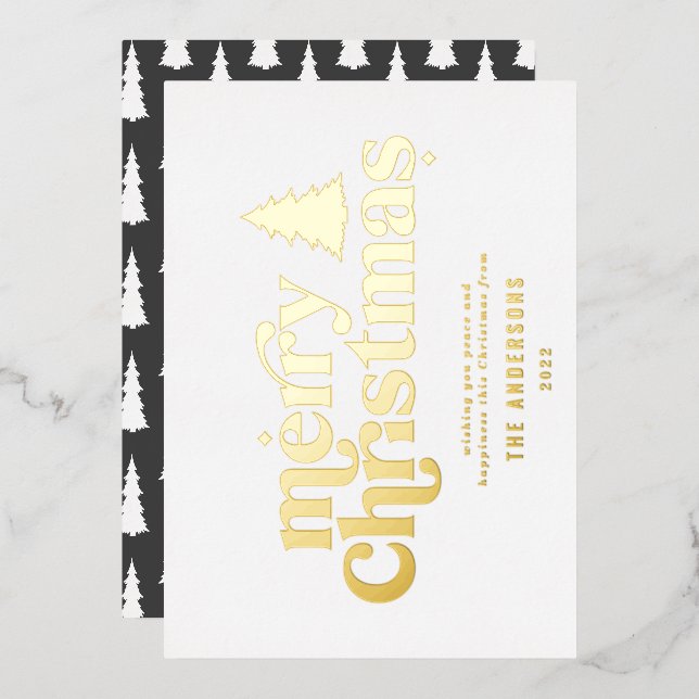 Carte De Vœux En Aluminium Jolie typographie de Noël non photo (Recto/Verso)