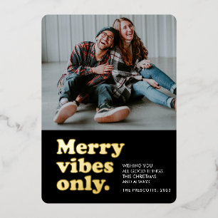 Carte De Vœux En Aluminium Jory vibes seulement fun rétro photo de Noël