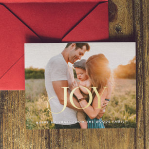 Carte De Vœux En Aluminium Joy Christmas Inspirational Photo Gold