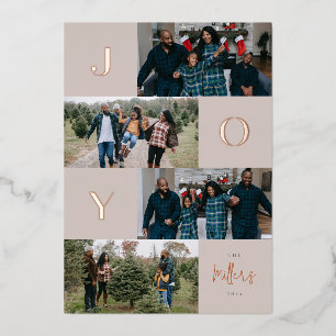 Carte De Vœux En Aluminium Joy Color Blocks Foil Holiday Card