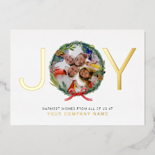 Carte De Vœux En Aluminium Joy Company Photo Christmas Wreath Business