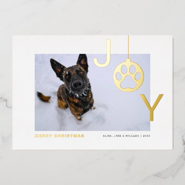 Carte De Vœux En Aluminium Joy Dog Photo Moderne (Recto)