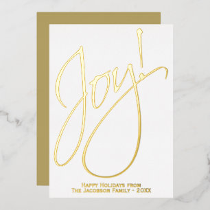 Carte De Vœux En Aluminium Joy Elegant Gold Script Blanc minimaliste Noël