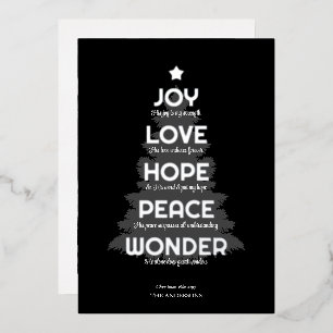 Carte De Vœux En Aluminium Joy Hope Love Peace Wonder Christian Christmas