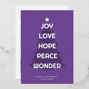 Carte De Vœux En Aluminium Joy Hope Love Peace Wonder Noël