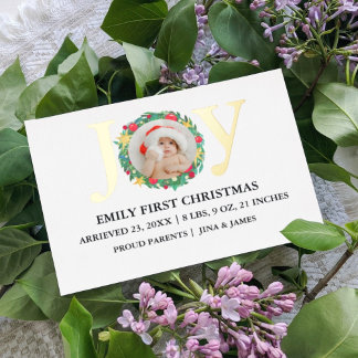 Carte De Vœux En Aluminium Joyau d'or de Noël moderne Wreath Faire-part bébé