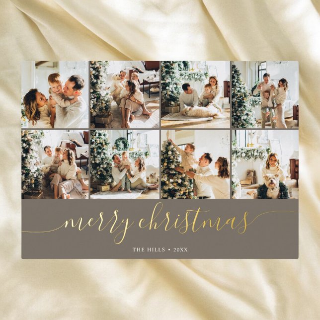Carte De Vœux En Aluminium Joyeuse calgraphie de Noël Multi Photo (Créateur téléchargé)