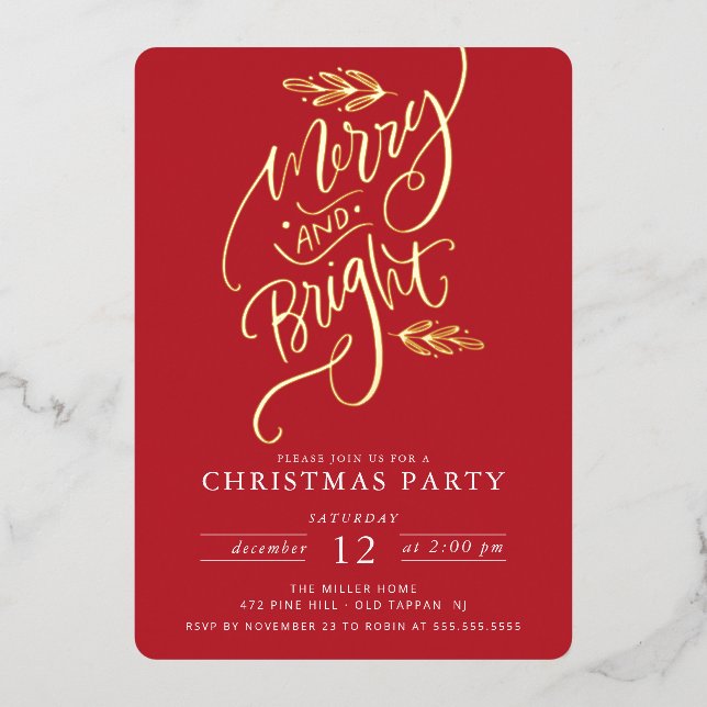 Carte De Vœux En Aluminium Joyeuse et brillante fête de Noël (Recto)