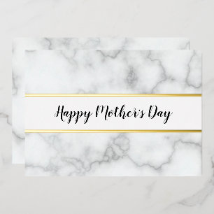 Carte De Vœux En Aluminium Joyeuse Fête des Mères Élégant Marbre Faux & Or