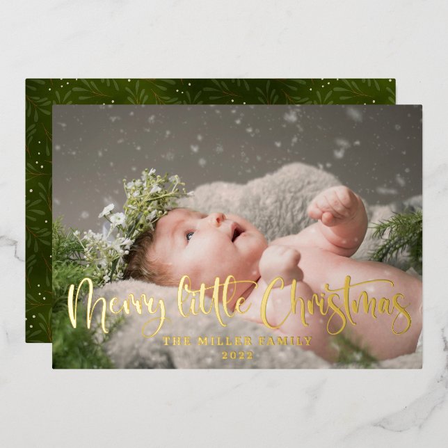 Carte De Vœux En Aluminium Joyeuse petite photo de Noël (Recto/Verso)