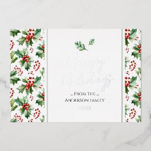 Carte De Vœux En Aluminium Joyeuses Fêtes Simple Noël Baie