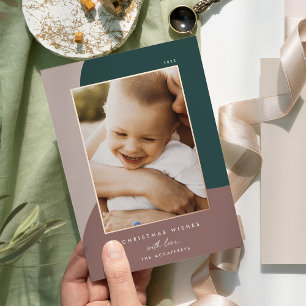 Carte De Vœux En Aluminium Joyeuses nuances   Vertical Photo Rose Gold