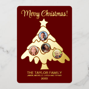 Carte De Vœux En Aluminium Joyeux Arbre de Noël Insérer cadre de famille phot