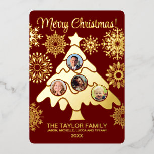 Carte De Vœux En Aluminium Joyeux arbre de Noël Insérer photo cadre de famill