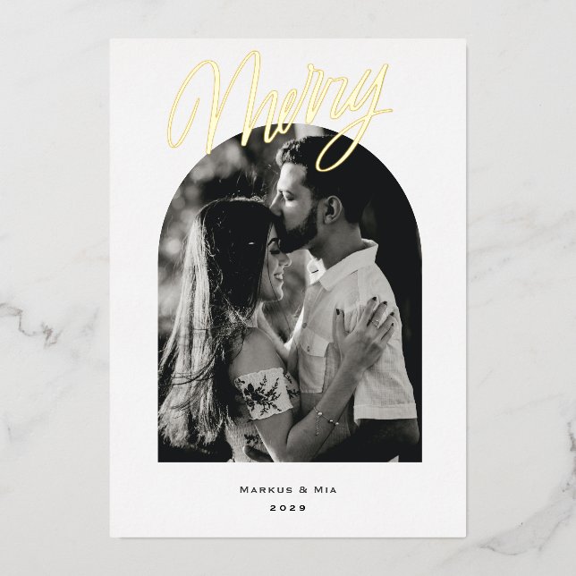 Carte De Vœux En Aluminium Joyeux Arc Moderne (Recto)