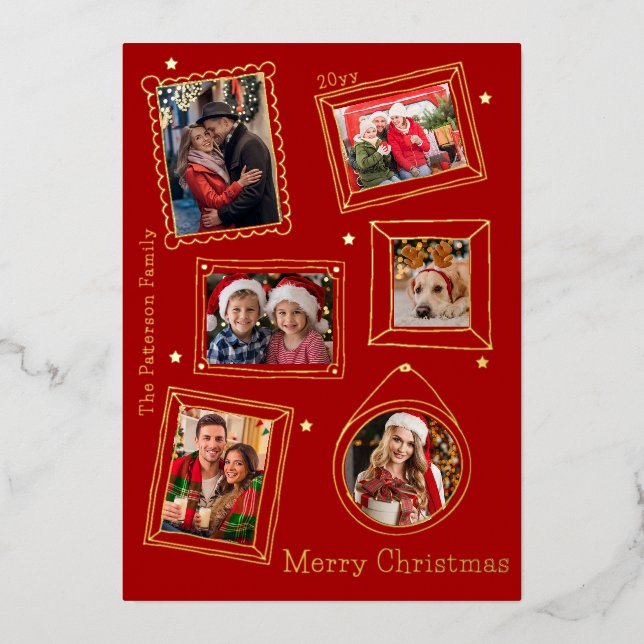 Carte De Vœux En Aluminium Joyeux cadre de canicule de Noël Multi Photo (Recto)