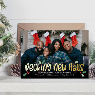 Carte De Vœux En Aluminium Joyeux Deck FOIL Holiday Moving Faire-part