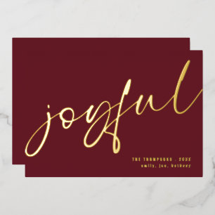 Carte De Vœux En Aluminium Joyeux Élégant Nom de calligraphie Noël Bourgogne