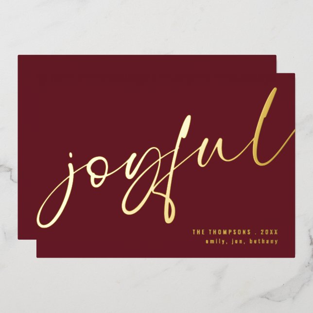 Carte De Vœux En Aluminium Joyeux Élégant Nom de calligraphie Noël Bourgogne (Recto/Verso)