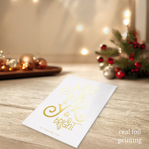 Carte De Vœux En Aluminium Joyeux et brillant Artsy Typographie Noël Luxe