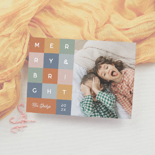 Carte De Vœux En Aluminium Joyeux et brillant couleur moderne photo de Noël